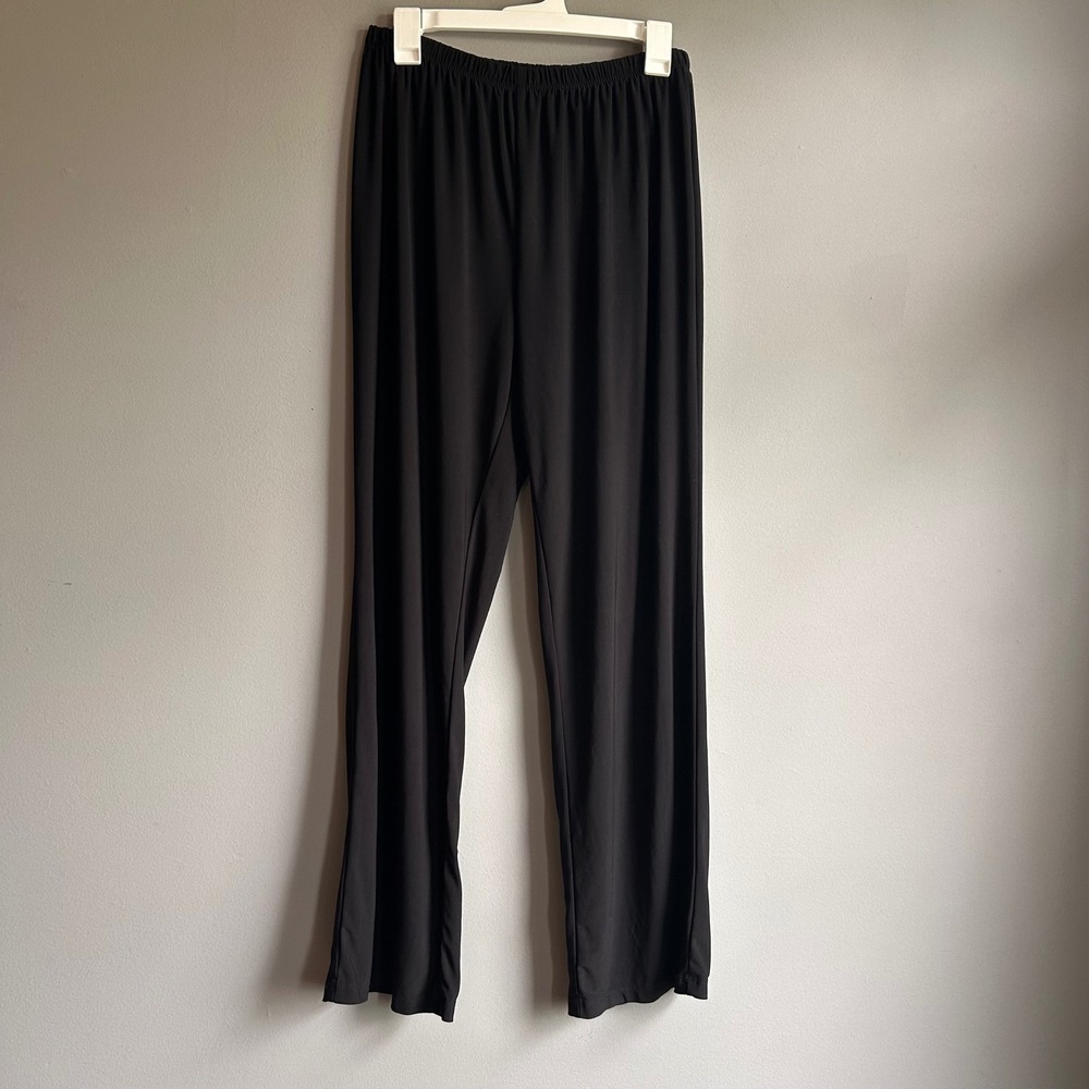 R&M Richards Woman Black Wide Leg Elastic Waist Pants Plus Size 16W Dressy Knit